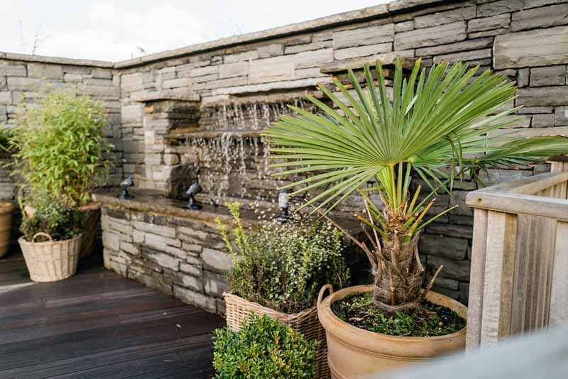 Water feature installation by Elm Landscaping